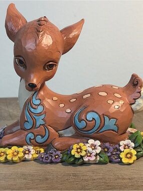 2015 Jim Shore Heartwood Creek "Flower Bed Fawn" ~ENESCO Floral Deer Collectible